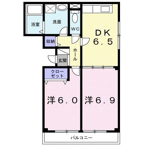 ファミールミサキ(2DK/2階)の間取り写真