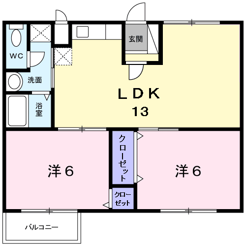 サンシャインⅡ番館(2LDK/1階)の間取り写真