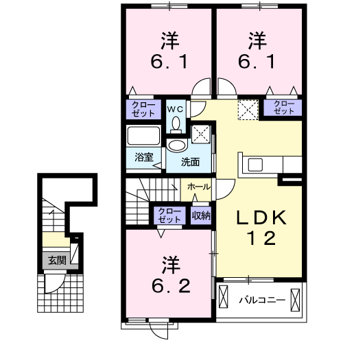 レスペランス1(3LDK/2階)の間取り写真