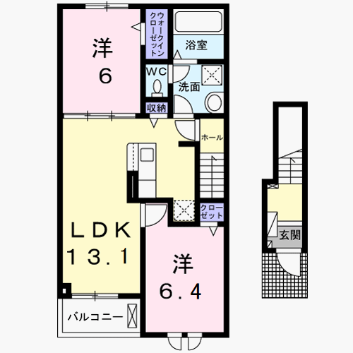 モントレゾール(2LDK/2階)の間取り写真