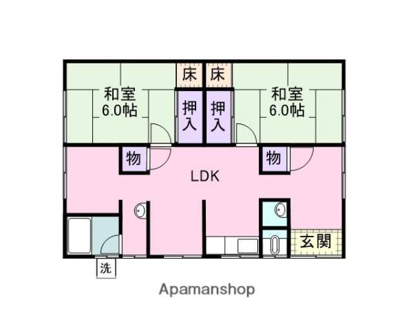 濱村アパート 2号(2LDK/1階)の間取り写真