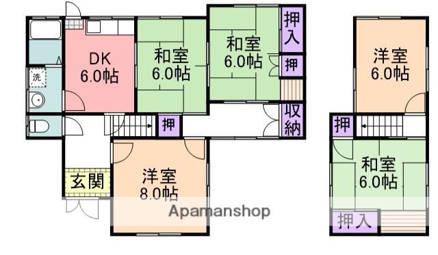 南海電鉄南海本線 鳥取ノ荘駅 徒歩23分 2階建 築54年(5DK)の間取り写真