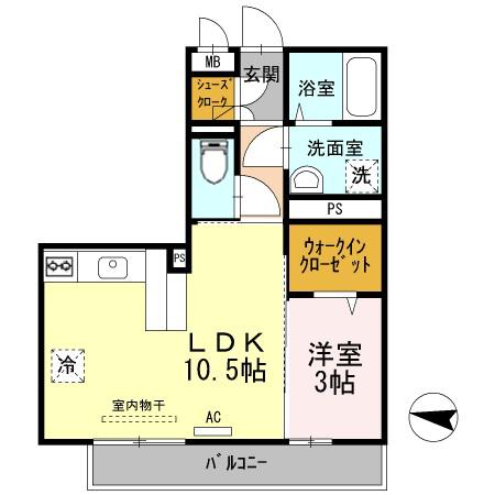 アンクレール(1LDK/2階)の間取り写真