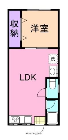 岬パークハイツ(1LDK/2階)の間取り写真