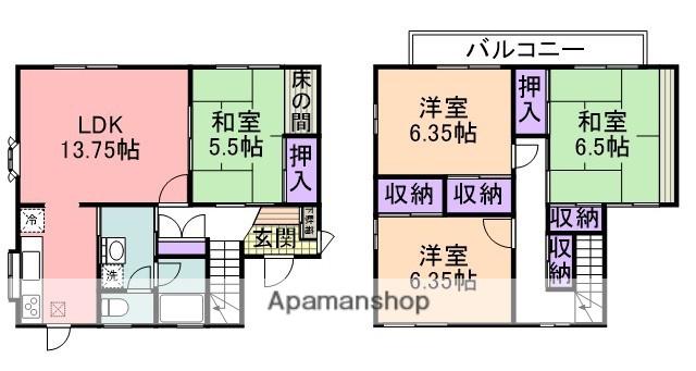 阪和線 和泉鳥取駅 徒歩12分 2階建 築43年(4LDK)の間取り写真