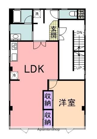 ニカクビル(1LDK/3階)の間取り写真