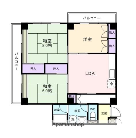 カサボニータ樽井(3LDK/1階)の間取り写真