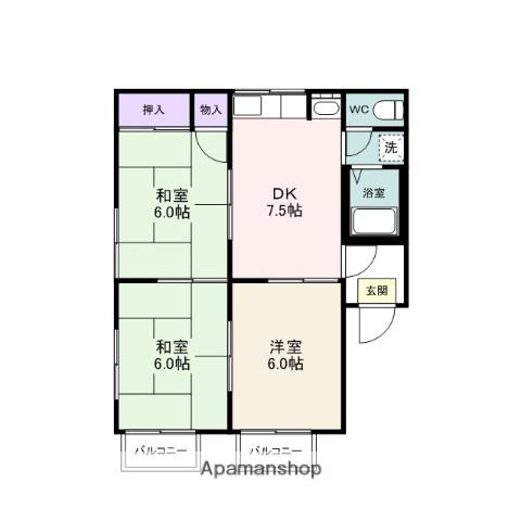 コスモハイツ三木(3DK/1階)の間取り写真