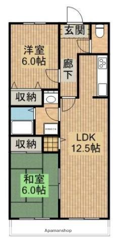 ハイデ上町(2LDK/3階)の間取り写真
