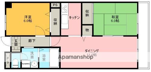 ハイデ上町(2LDK/2階)の間取り写真
