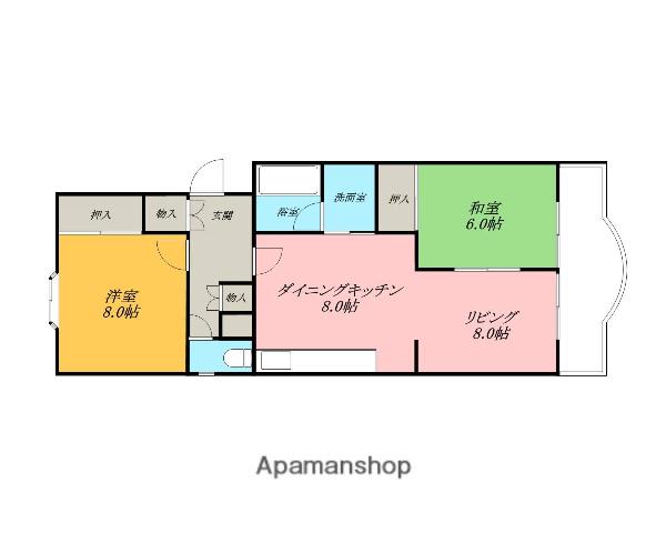 マンションミワ1号館(2LDK/2階)の間取り写真