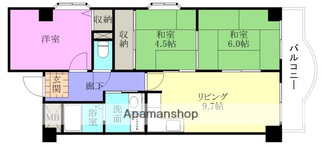 ホワイトウェル(3LDK/3階)の間取り写真