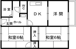 エルムハイツ(2DK/1階)の間取り写真