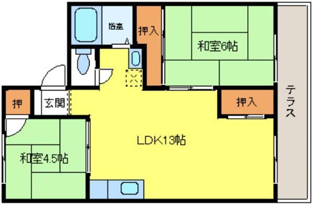 スカイコーポ(2LDK/2階)の間取り写真