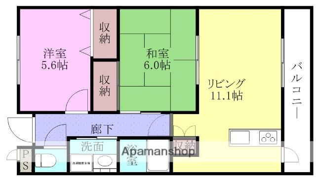RIZE ONE岸和田 西 レジデンス南館(2LDK/1階)の間取り写真