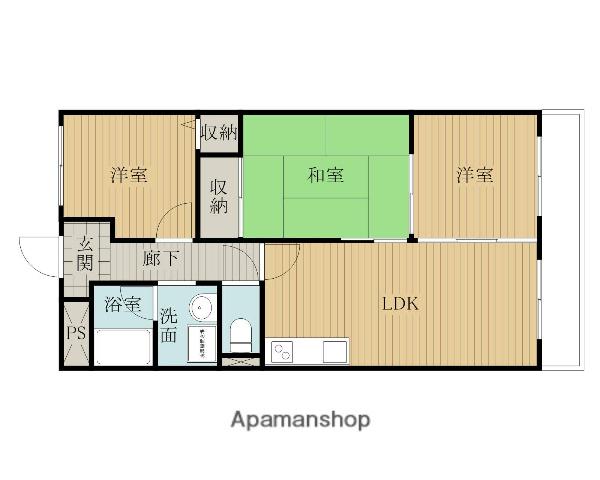 新川第2マンション(3LDK/4階)の間取り写真
