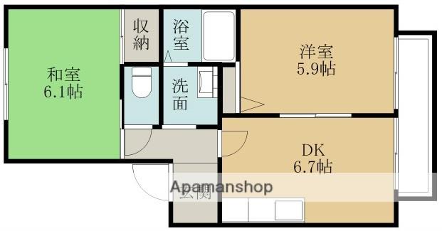 アーバンビレッジA棟(2DK/1階)の間取り写真