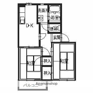 エスコートグリーンA棟・B棟(2DK/2階)の間取り写真