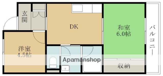 ロイヤルコーポ忠岡(2DK/4階)の間取り写真