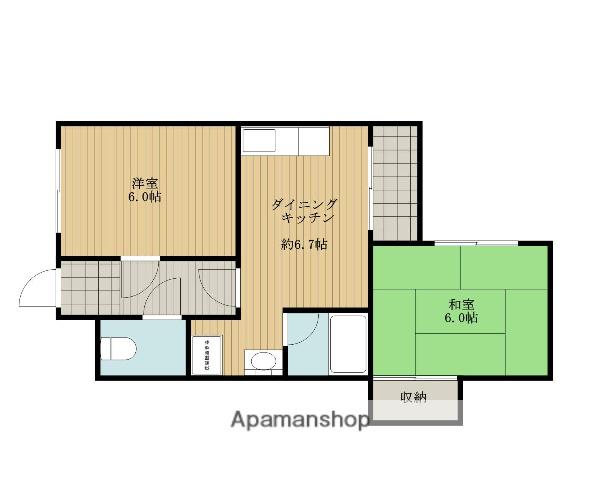 ベルトピア南上町B(2DK/1階)の間取り写真