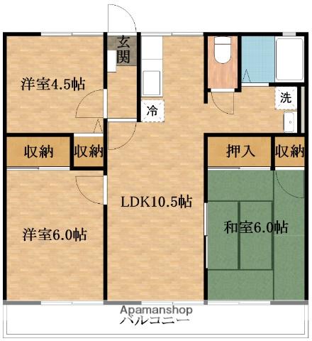 ハイムアーバニティー(3LDK/2階)の間取り写真