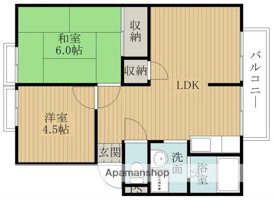 サンシティー西大路(2LDK/1階)の間取り写真