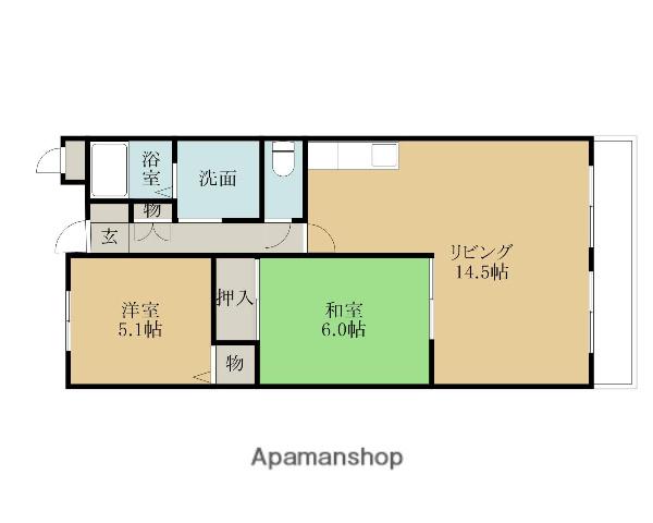 ウィズ・ユー八木(2LDK/4階)の間取り写真
