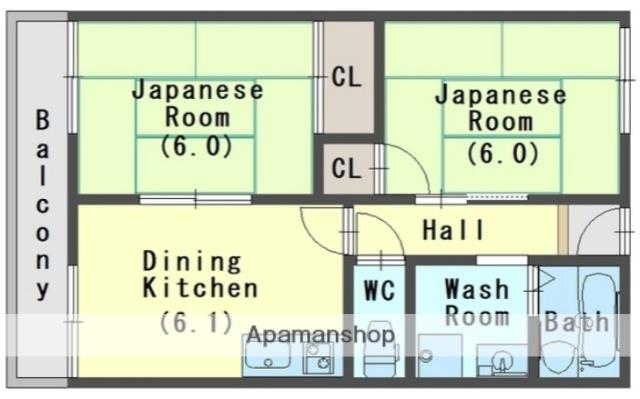 エルムハイツ(2DK/1階)の間取り写真