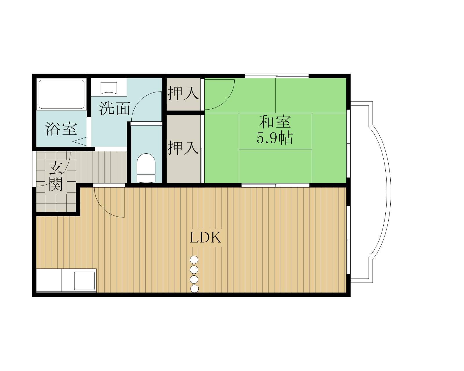 フラワーハイツ・ムラナカ(1LDK/2階)の間取り写真