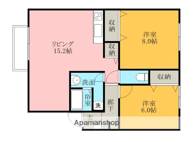 セジュール又巳(2LDK/1階)の間取り写真