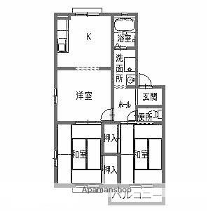 リバーサイドシティ麻生川(3K/2階)の間取り写真