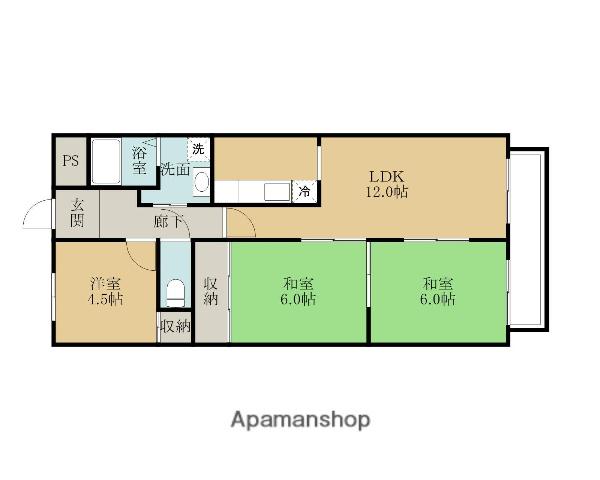 アグレーブル貝塚(3LDK/2階)の間取り写真