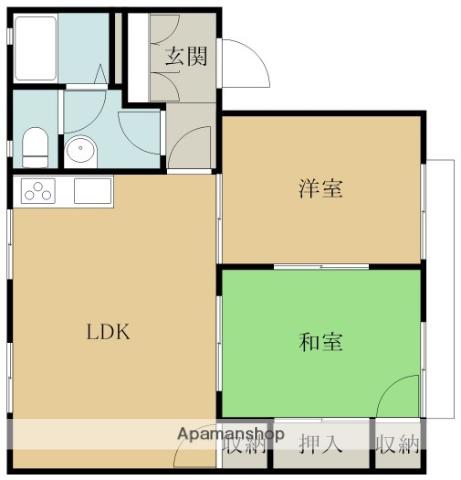 カルムS.J(2LDK/1階)の間取り写真