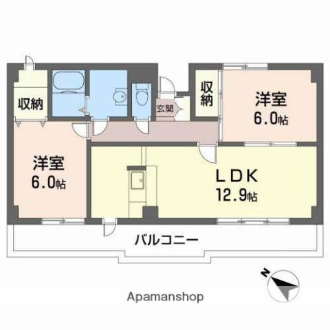 クレールI・K(2LDK/2階)の間取り写真