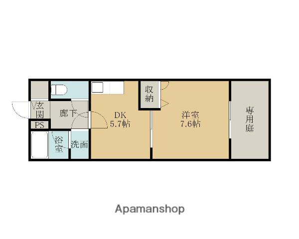 フジパレス貝塚半田Ⅱ番館(1DK/1階)の間取り写真