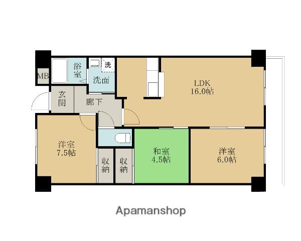 岸和田WINマンション(3LDK/3階)の間取り写真