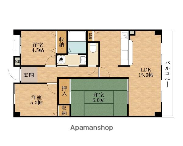 岸和田WINマンション(3LDK/6階)の間取り写真
