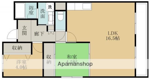 プリムローズ岸和田(2LDK/4階)の間取り写真