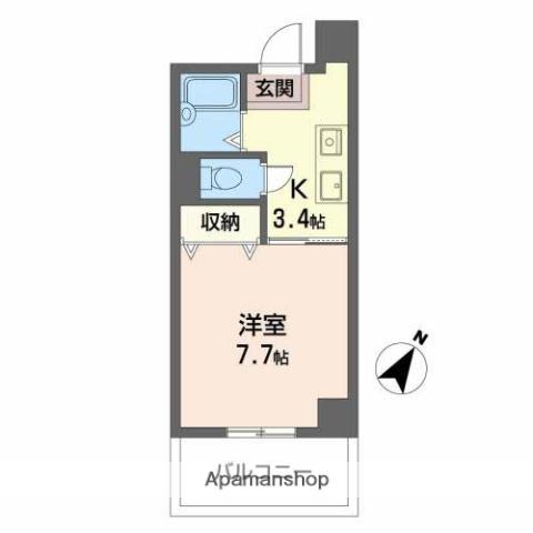 浜中マンション(1K/6階)の間取り写真