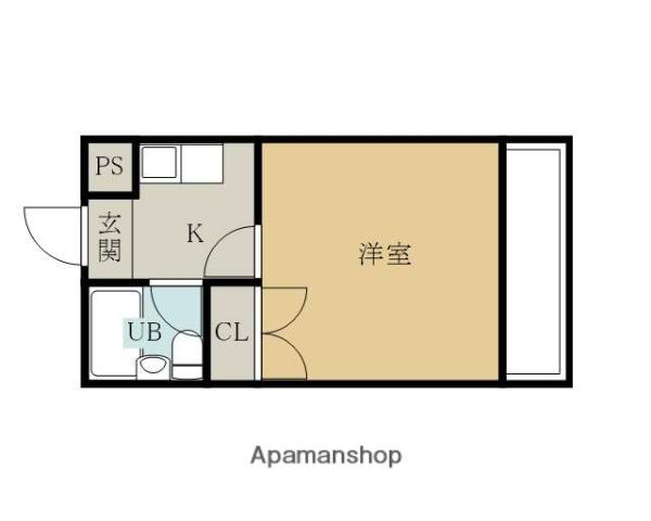 ヴェルナール春木(1K/1階)の間取り写真