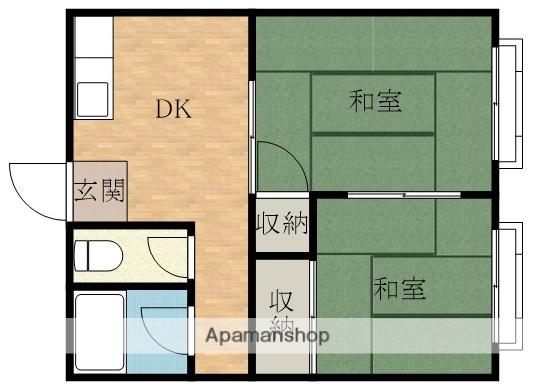 ハイツ山本A棟(2DK/1階)の間取り写真