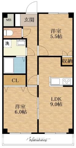 シェソワ・リヴェール(2LDK/1階)の間取り写真