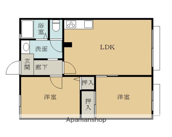 ビューハイツ(2LDK/1階)の間取り写真