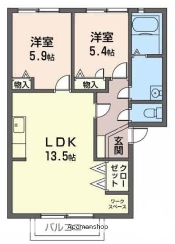 グリーンヒル半田(3DK/2階)の間取り写真