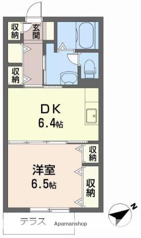 ルミューサウス(1DK/1階)の間取り写真