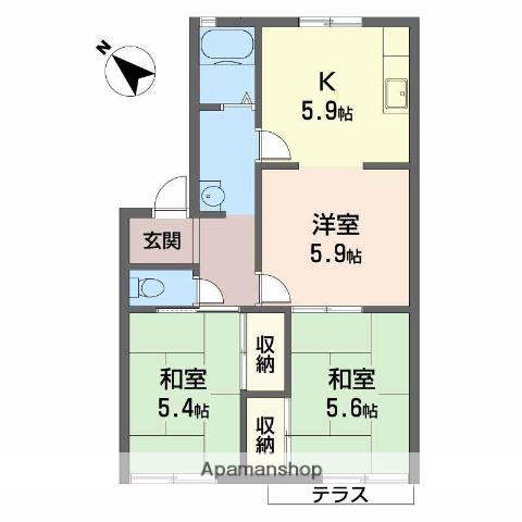 パークサイド木下A・B(3K/1階)の間取り写真