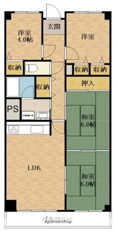 岸和田コーポラス1号棟(4LDK/11階)の間取り写真