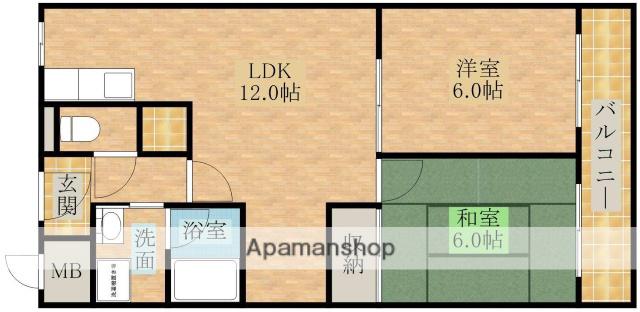 城南マンション2(2LDK/1階)の間取り写真