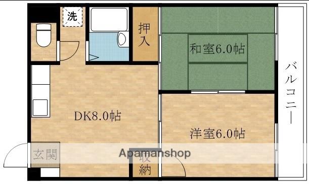 レユシール谷村南上町(2DK/2階)の間取り写真