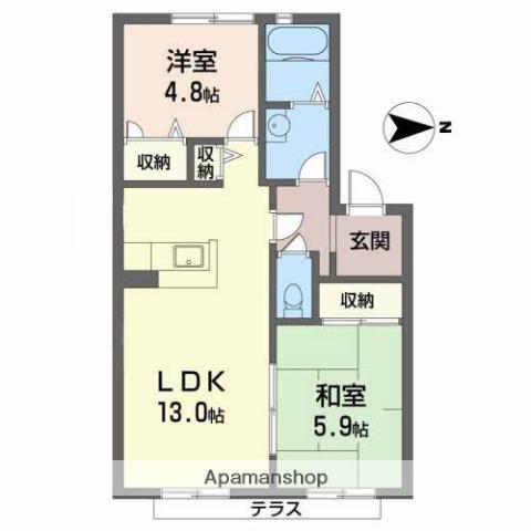 二色の浜グリーンヴィレッジ(2LDK/1階)の間取り写真